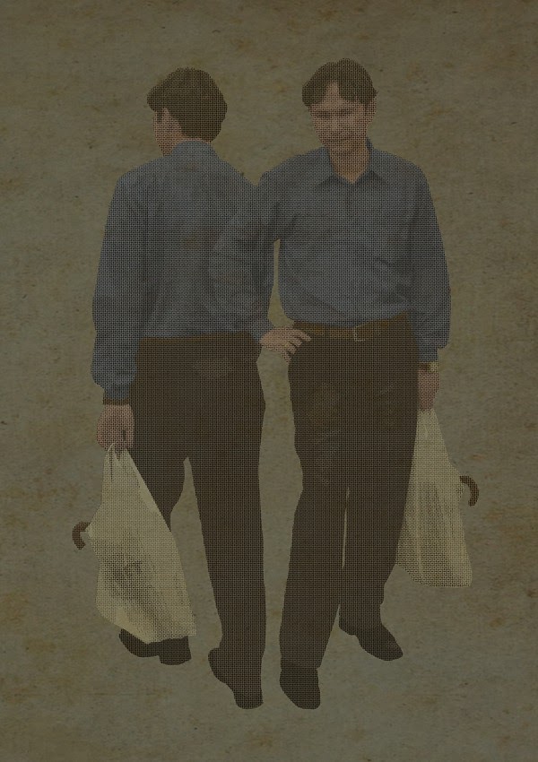 Двойной автопортрет с пакетом [Double self-portrait with a bag]